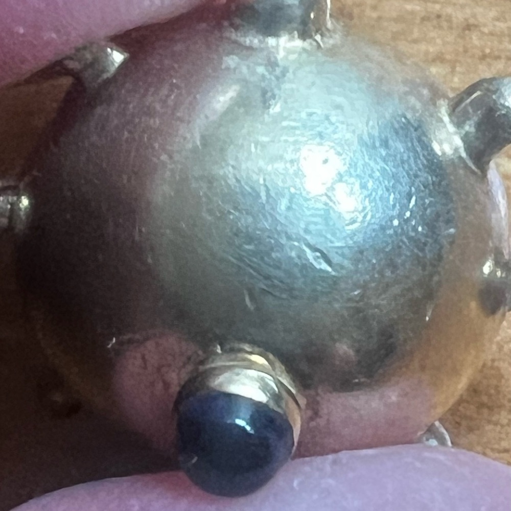 Vintage 1960s Gold-Plated Sterling Silver Sputnik Iolite Pendant HEAVY! 19.8 g - Picture 10 of 15